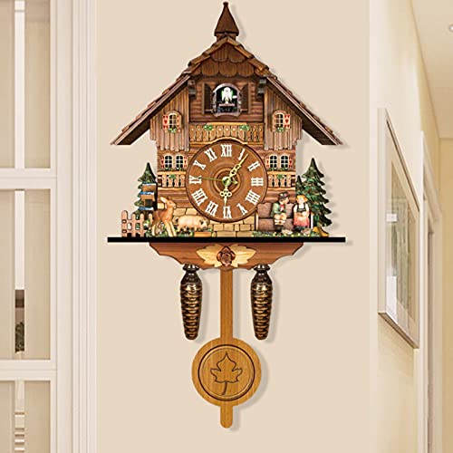 Cuckoo Singing Wall Clock Traditional Black Forest Handcrafted Wooden Art Decor for Home Living Room
| Cuckoo Singing V