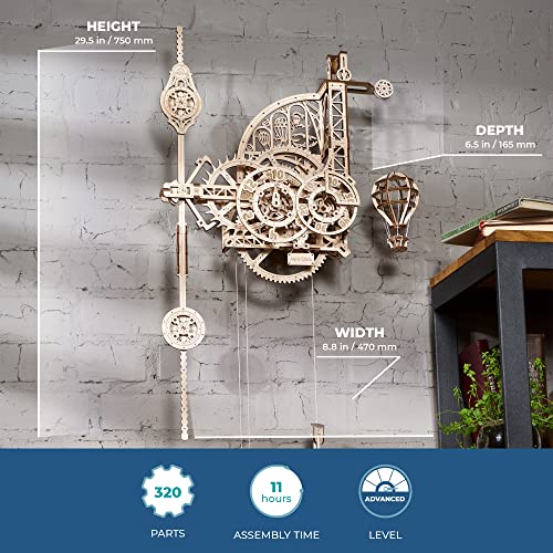 UGEARS Wooden 3D Puzzles for Adults Aero Clock - Mechanical Puzzles for Adults Gift for Fathers Day - DIY Miniature Kit