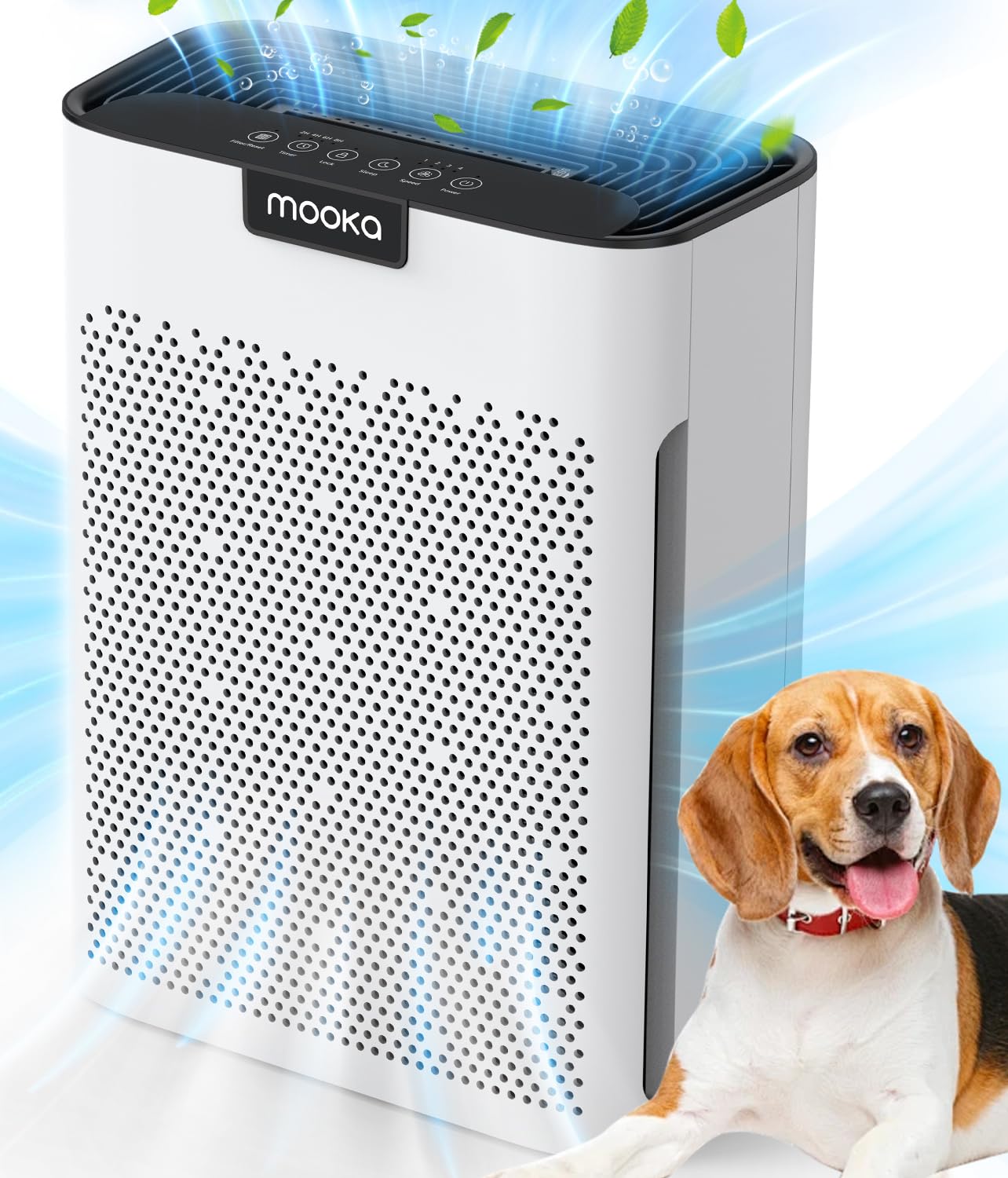 MOOKA H13 HEPA Filter Air Purifier for Large Home Room 2200 Ft² with Washable Filters and Fragrance White KJ190L  
MOOKA