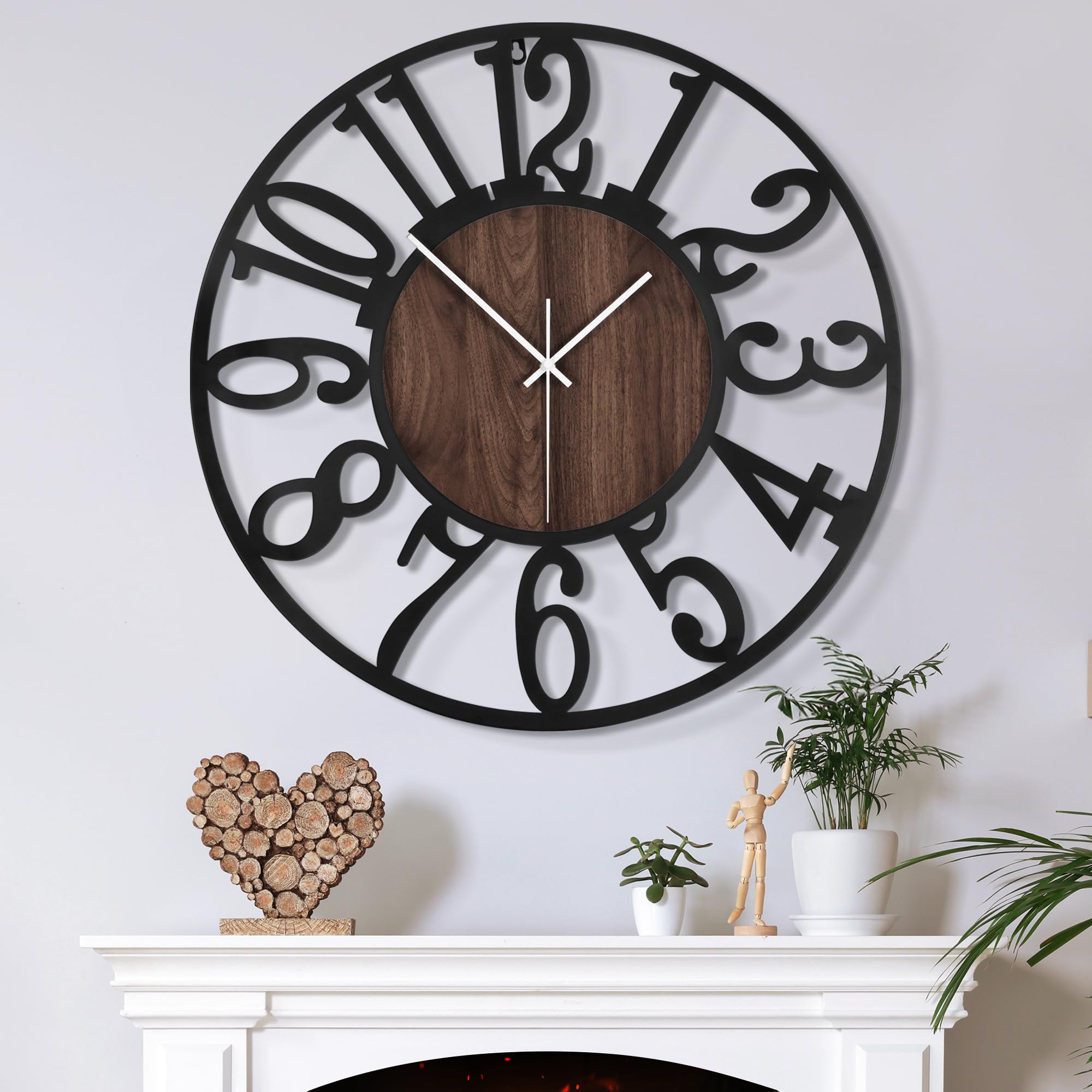 Large Non Ticking Silent Battery Operated Wall Clock for Living Room Decor
| Modern Vintage 16 Inch Oversized Wall Cloc