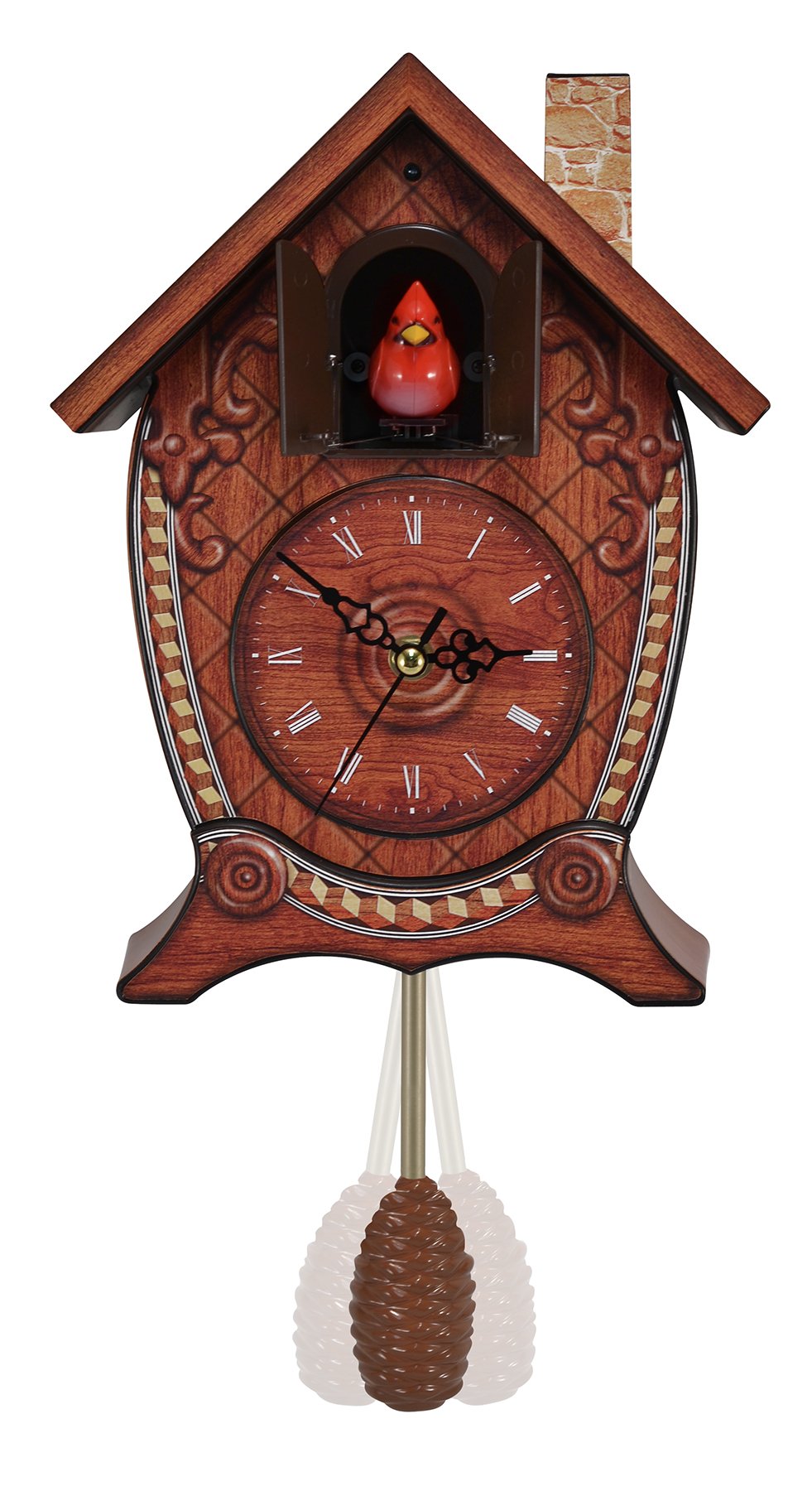Mark Feldstein & Associates Traditional Chalet Style Singing Cardinal Cuckoo Clock for Indoor Decor
| Mark Feldstein &