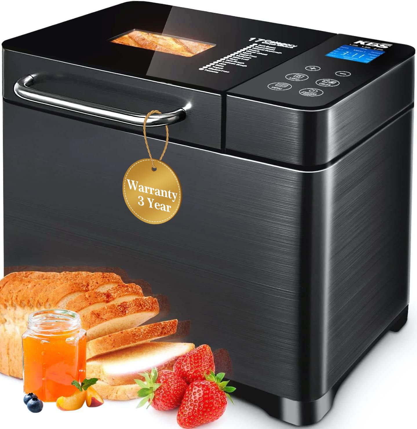  KBS 17-in-1 Bread Maker - Gluten-Free Dough Maker & Touch Panel
| KBS 17-in-1 Bread Machine - Auto Nut Dispenser & Cera