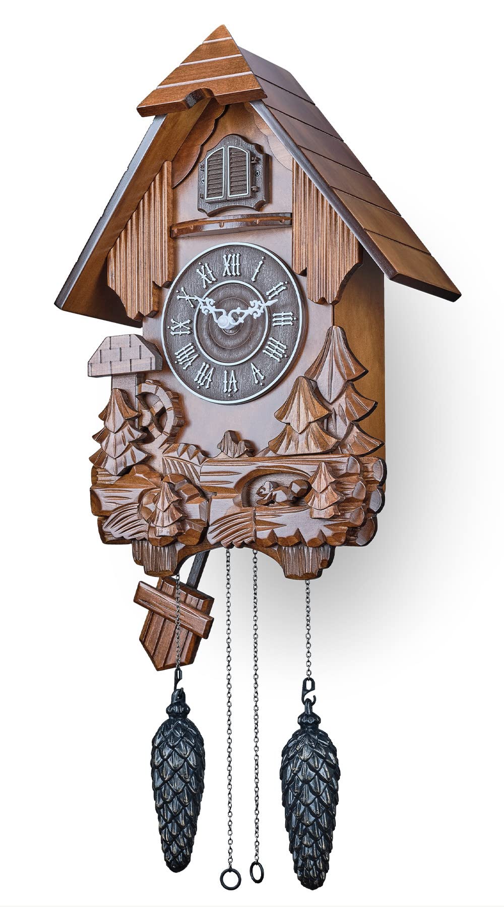 Timegear Cuckoo Clock Brown Automatic Night Mode Feature
| Timegear Cuckoo Clock Brown Swinging Pendulum Quartz Movemen